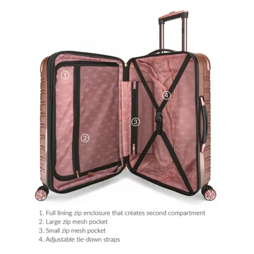 iFLY Hard Sided Fibertech Printed Luggage, Rose Gold - Image 6