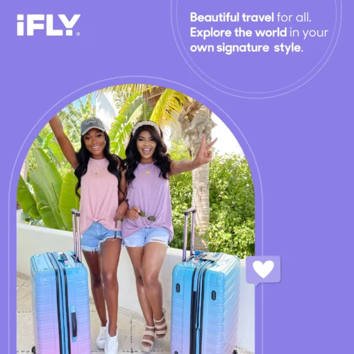 iFLY Hard Sided Fibertech Printed Luggage, Cotton Candy Luggage - Image 5