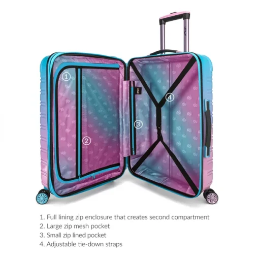 iFLY Hard Sided Fibertech Printed Luggage, Cotton Candy Luggage - Image 6
