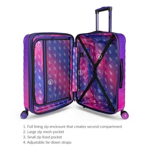 iFLY Hard Sided Fibertech Printed Luggage, Midnight Berry - Image 7