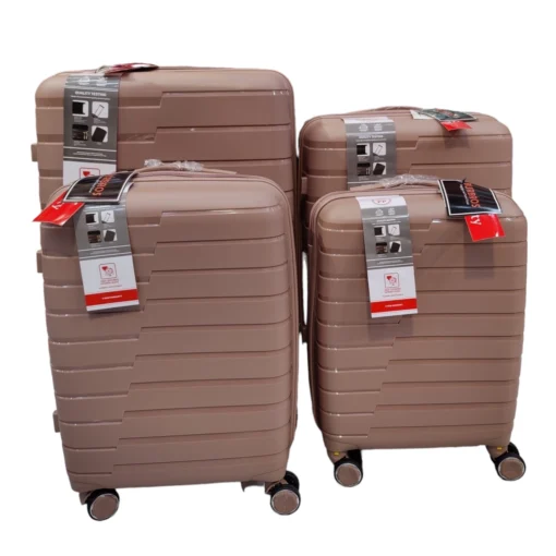 Burbros Quadralite Series 4 pc Set Luggage Trolley Pink