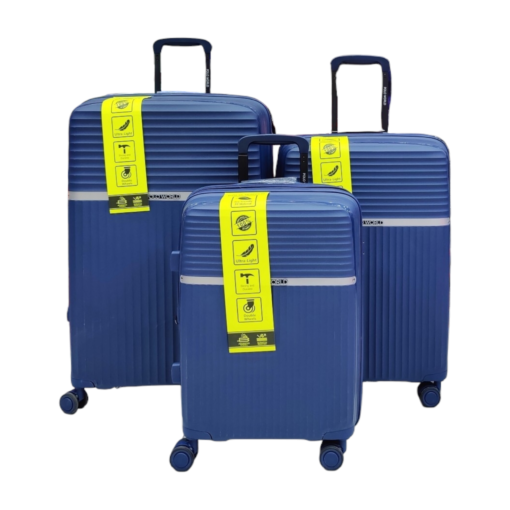 Polo World Polypropylene Hardcase Luggage Trolley Set Blue - Image 2