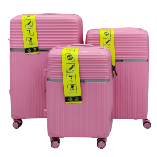 Polo World Polypropylene Hardcase Luggage Trolley Set Pink