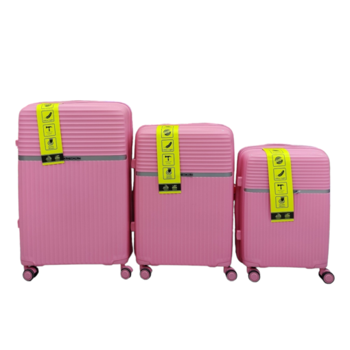 Polo World Polypropylene Hardcase Luggage Trolley Set Pink - Image 3