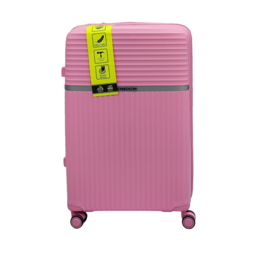 Polo World Polypropylene Hardcase Luggage Trolley Set Pink - Image 4
