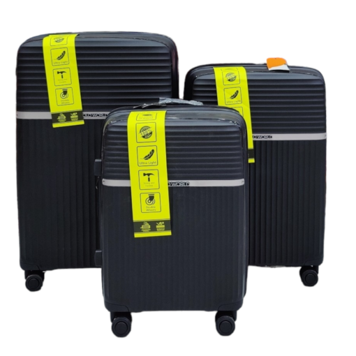 Polo World Polypropylene Hardcase Luggage Trolley Set Black