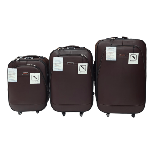 Burbros Leatherite Series 3 pc Set Luggage Trolley Maroon - Image 9