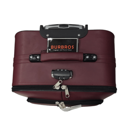 Burbros Leatherite Series 3 pc Set Luggage Trolley Maroon - Image 15