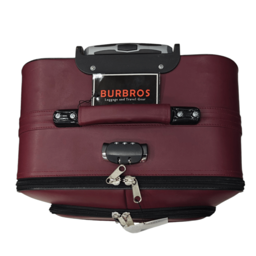 Burbros Leatherite Series 3 pc Set Luggage Trolley Maroon - Image 23