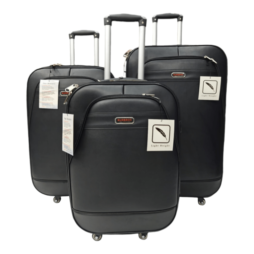 Burbros Leatherite Series 3 pc Set Luggage Trolley Maroon - Image 2