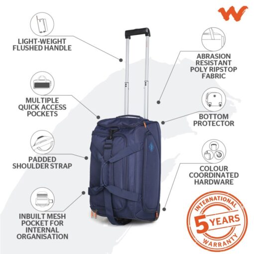 Altaz Wildcraft Duffel Bag Trolley Blue - Image 3